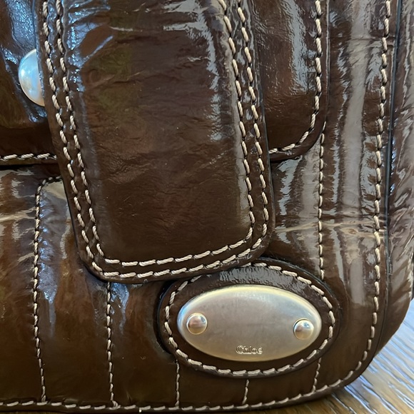 Authentic Chloe Patent Leather Bag in Glossy Olive-Brown - Picture 2 of 7